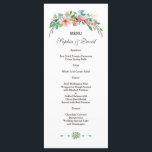 Menu de mariage floral tropical Luau exotique<br><div class="desc">Conception de carte de destination élégante et exotique avec bouquet de fleurs d'aquarelle tropicale délicate,  séparateurs floraux,  écriture manuscrite moderne,  sur fond blanc. Utilisez l'outil de personnalisation pour ajouter vos informations,  modifier les polices,  les couleurs. Pour les articles assortis,  veuillez visiter ma collection de mariage floral tropical délicat.</div>