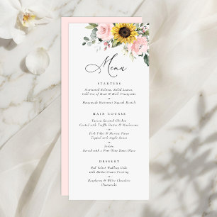 Menu de mariage floral verdure tournesols rose ten