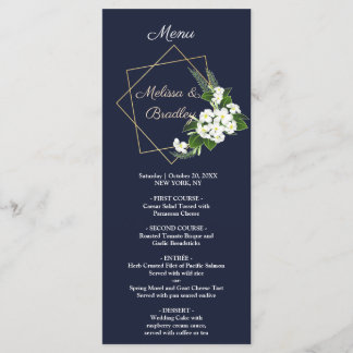 Menu de mariage géométrique marine élégant et clas