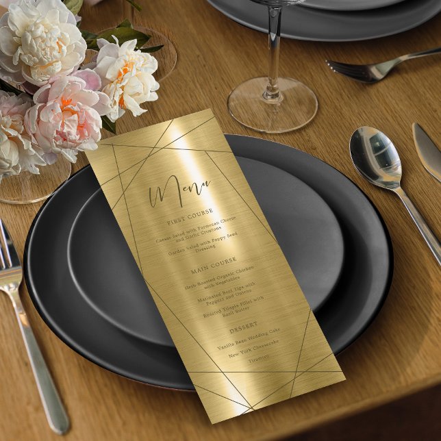Menu de mariage géométrique métallique or ID648 (Créateur téléchargé)