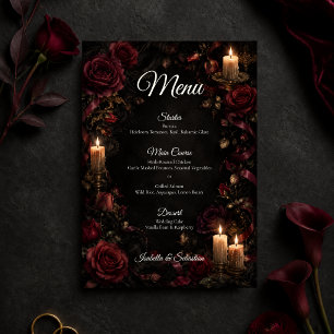 Menu de mariage gothique aux chandelles