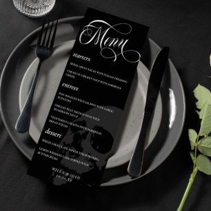Menu de mariage gothique Belle écriture Crâne somb