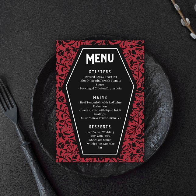 Menu de mariage gothique Cercueils & Fleurs (Créateur téléchargé)