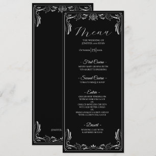 Menu de mariage gothique floral élégant