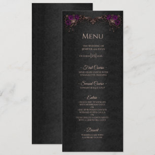 Menu de mariage gothique floral élégant Halloween