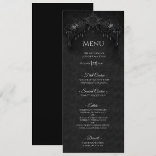 Menu de mariage gothique floral élégant Halloween