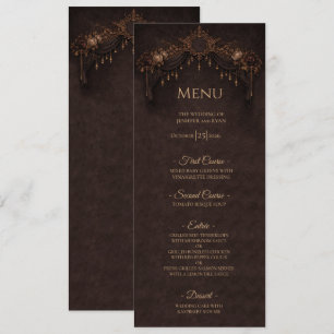 Menu de mariage gothique floral élégant Halloween
