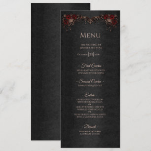 Menu de mariage gothique floral élégant Halloween