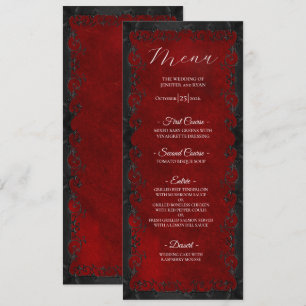 Menu de mariage gothique rouge élégant