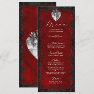 Menu de mariage gothique rouge élégant