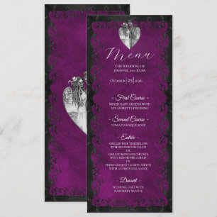 Menu de mariage gothique violet élégant