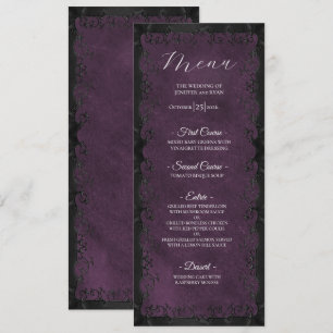 Menu de mariage gothique violet élégant