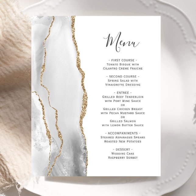 Menu de mariage gris budget agate or (Créateur téléchargé)