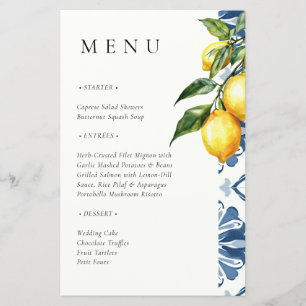 Menu de mariage italien Positano au citron