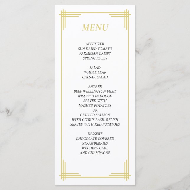 Menu de mariage jaune agrumes Elegant Island (Devant)