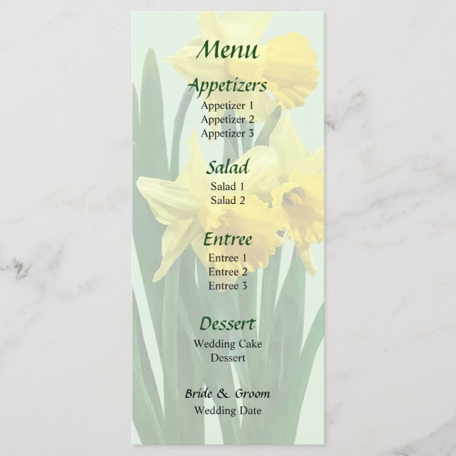 Menu de mariage Jonquilles Grands et Petits (Devant)