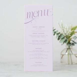 Menu de mariage lilas élégant en spirale