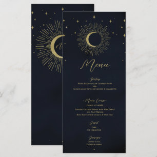 Menu de mariage Lune Soleil Étoiles d'Or