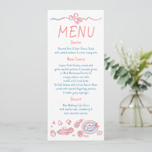 Menu de mariage manuscrit décoration fantaisiste f