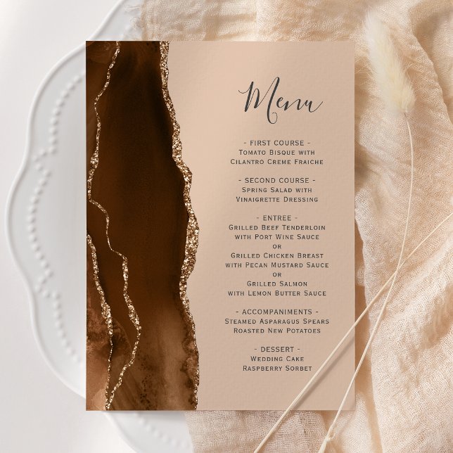 Menu de mariage Marron Moka Or Tan (Créateur téléchargé)