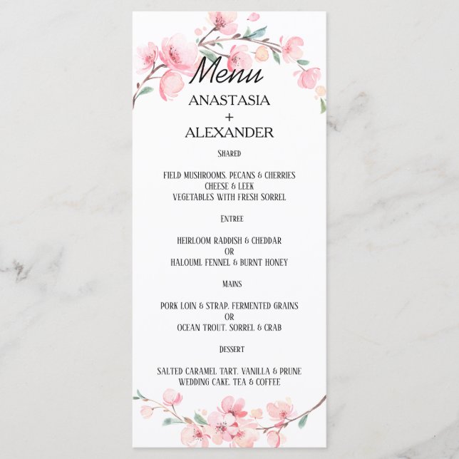 Menu de mariage. MENU (Devant)