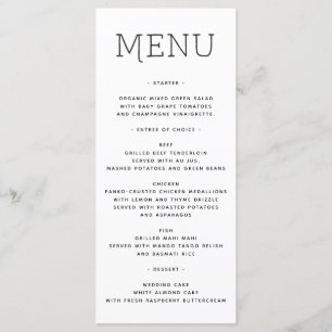 Menu de mariage - menu de Fête de la mariée -