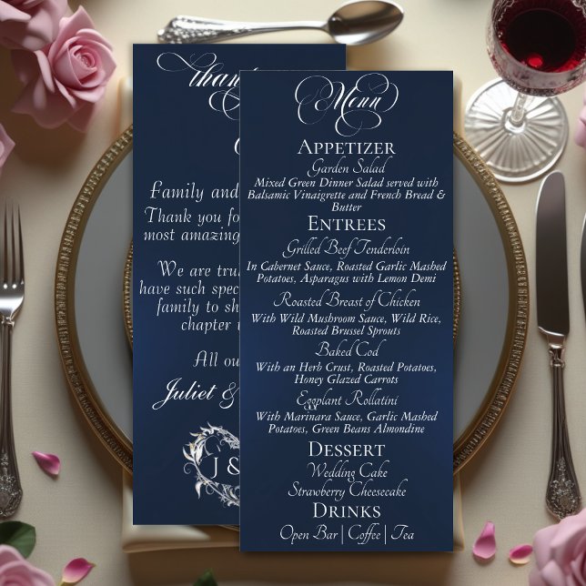 Menu de mariage & Merci - Bleu (Créateur téléchargé)