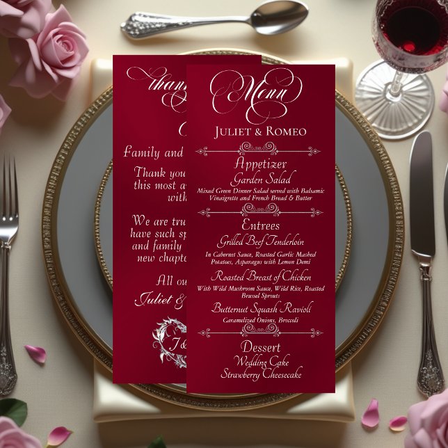 Menu de mariage & Merci - Bourgogne (Créateur téléchargé)