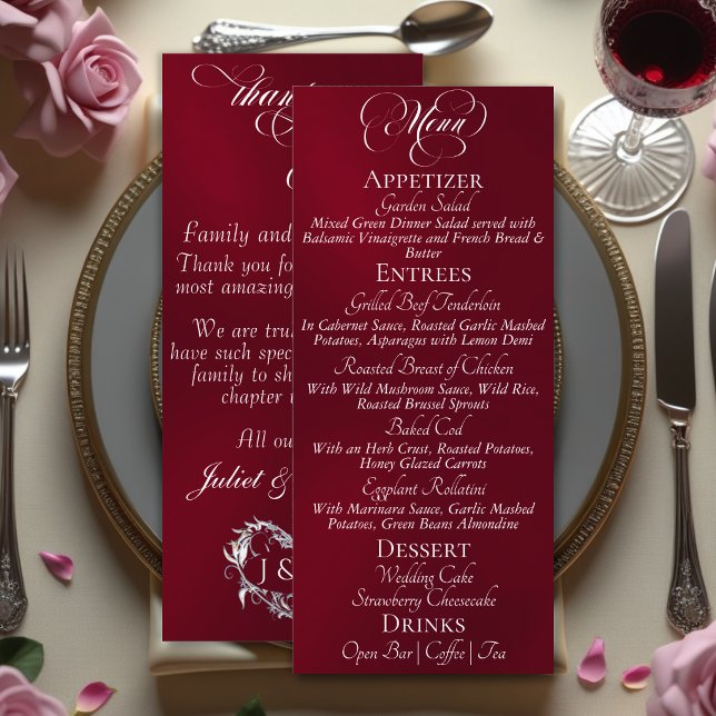 Menu de mariage & Merci - Bourgogne (Créateur téléchargé)