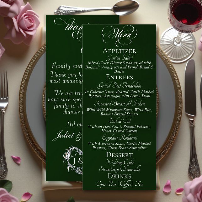 Menu de mariage & Merci - Émeraude (Créateur téléchargé)