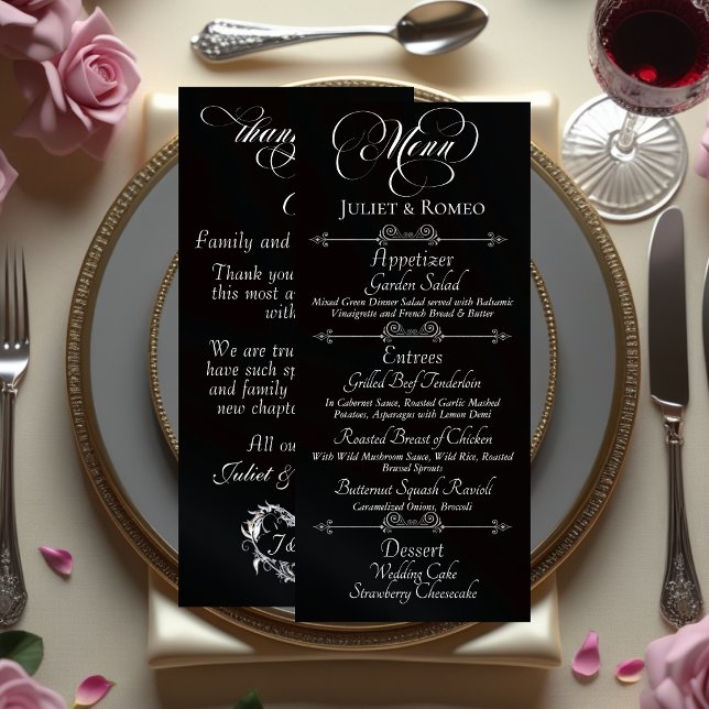 Menu de mariage & Merci - Noir (Créateur téléchargé)