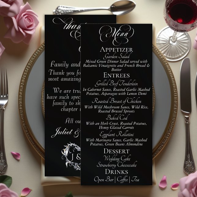 Menu de mariage & Merci - Noir (Créateur téléchargé)