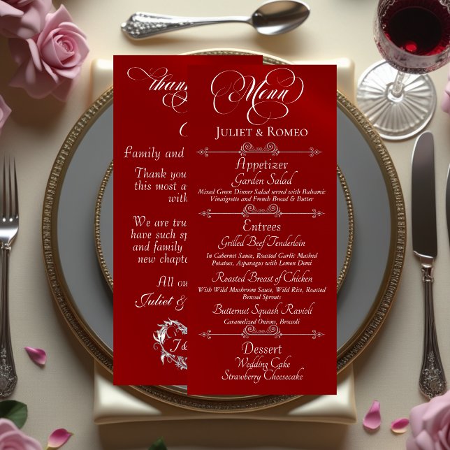 Menu de mariage & Merci - Rouge (Créateur téléchargé)