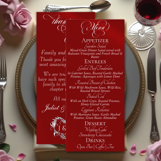 Menu de mariage & Merci - Rouge (Créateur téléchargé)