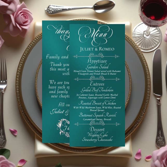 Menu de mariage & Merci - Sarcelle (Créateur téléchargé)