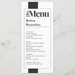 Menu de mariage minimal noir & blanc élégant