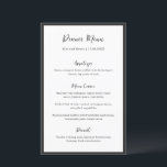 Menu de mariage minimaliste à typographie moderne<br><div class="desc">Cette conception fait partie d'une suite d'invitations de mariage minimalistes intemporels, caractérisée par une typographie élégante associée à une police serif classique en noir et blanc doux. Ce design moderne embrasse la simplicité avec une mise en page raffinée, parfaite pour les couples recherchant une sophistication discrète. Idéal pour les mariages...</div>