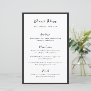 Menu de mariage minimaliste à typographie moderne