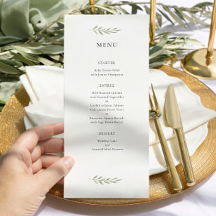 Menu de mariage minimaliste à verdure Élégante bot