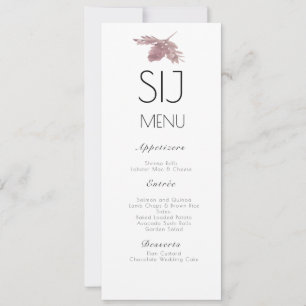 Menu de mariage minimaliste aquarelle feuille B