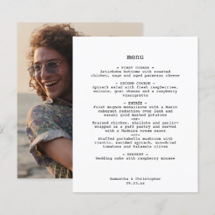 Menu de mariage minimaliste avant-gardiste blanc à