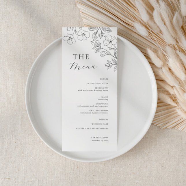 Menu de mariage minimaliste floral (Créateur téléchargé)