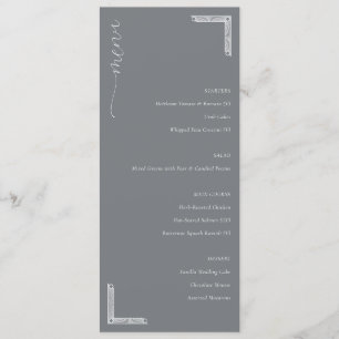 Menu de mariage minimaliste gris sophistiqué