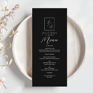 Menu de mariage minimaliste moderne noir et blanc