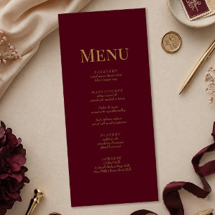 Menu de mariage minimaliste Monogramme Or Bourgogn