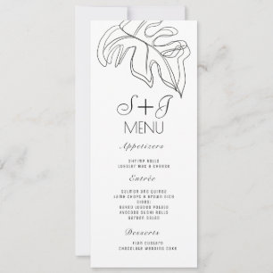 Menu de mariage minimaliste Monstera à double lign