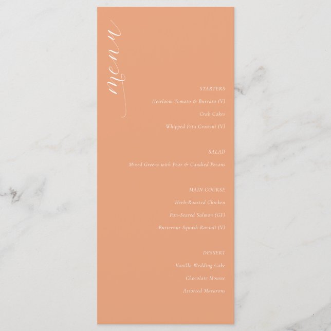 Menu de mariage minimaliste Péché élégant (Devant)