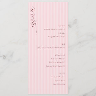 Menu de mariage minimaliste rose élégant