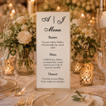 Menu de mariage minimaliste vintage monogramme Bea