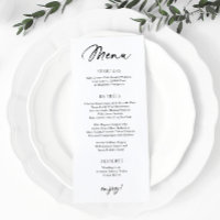 Menu de mariage moderne amusant écriture manuscrit
